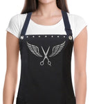 silver Hair Stylist Apron WINGED SCISSORS from Trendy Salon Aprons