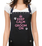 pink Dog Grooming Apron KEEP CALM & GROOM ON from Trendy Salon Aprons