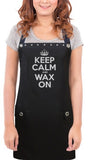 Esthetician waxing Apron with black silver keep calm design from Trendy Salon Aprons