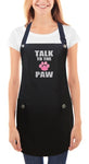 Dog Grooming Apron TALK TO THE PAW front view-Trendy Salon Aprons