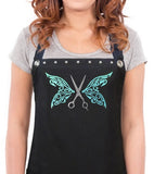 Hair Stylist Apron with a blue BUTTERFLY from Trendy Salon Aprons