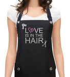 waterproof Hair Stylist Apron LOVE IS IN THE HAIR from Trendy Salon Aprons