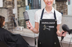 Hair Stylist wearing waterproof studded apron from Trendy Salon Aprons