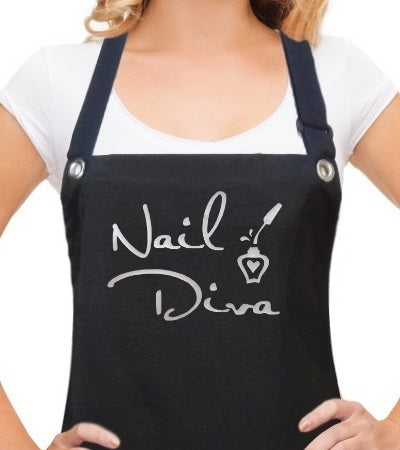 manicurist Nail Tech Apron with NAIL DIVA design from Trendy Salon Aprons