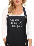 waterproof Hair Stylist Apron SAY HELLO TO MY LITTLE FRIEND from Trendy Salon Aprons