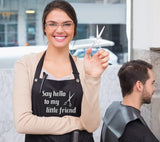 Hair Stylist wearing funny apron from Trendy Salon Aprons