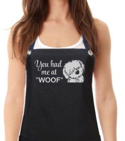 Dog Grooming Apron YOU HAD ME AT WOOF from Trendy Salon Aprons