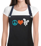 Dog Grooming Apron PEACE HEART with cute dog face from Trendy Salon Aprons