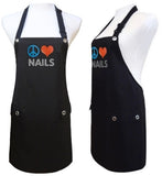 waterproof Nail Tech Apron PEACE SIGN & HEART from Trendy Salon Aprons