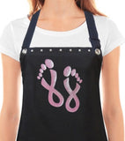 Pediure Apron for nail techs with glittery PINK RIBBON from Trendy Salon Aprons